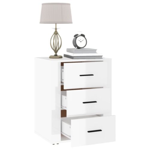 Bedside Cabinet High Gloss White 50x36x60cm Engineered Wood - Image 5