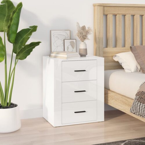 Bedside Cabinet High Gloss White 50x36x60cm Engineered Wood - Image 12