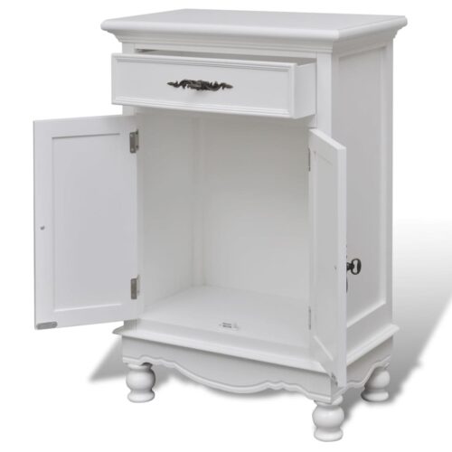 Wooden Cabinet with 2 Doors 1 Drawer White - Image 4