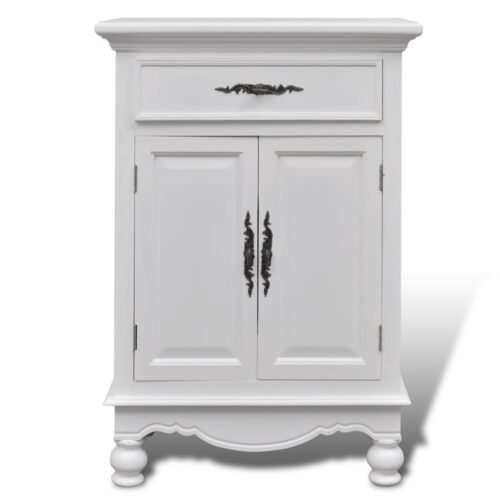 Wooden Cabinet with 2 Doors 1 Drawer White - Image 5