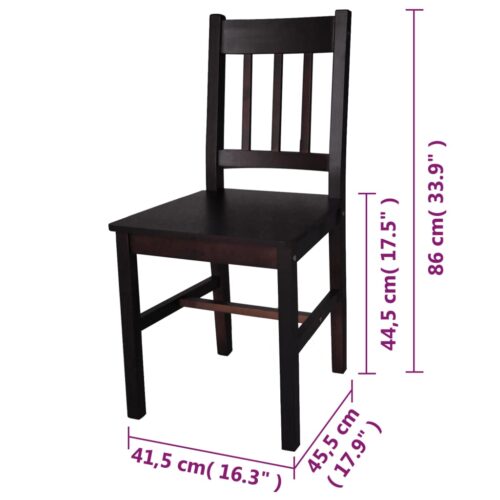 Dining Chairs 2pcs Dark Brown Pinewood - Image 5