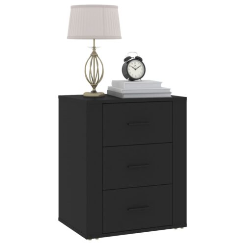 Bedside Cabinet Black 50x36x60cm Engineered Wood - Image 4