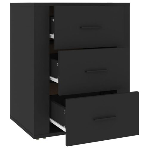 Bedside Cabinet Black 50x36x60cm Engineered Wood - Image 7