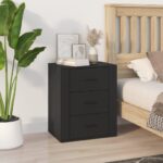 Bedside Cabinet Black 50x36x60cm Engineered Wood
