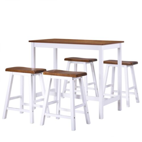 Bar Table Stool Set 5 Pieces Solid Wood