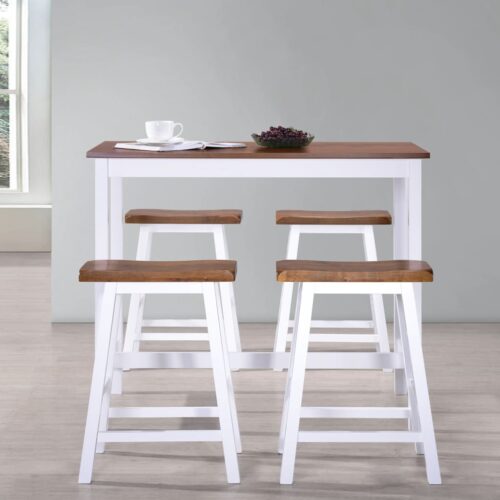 Bar Table Stool Set 5 Pieces Solid Wood - Image 3