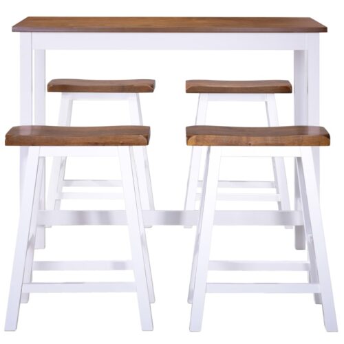 Bar Table Stool Set 5 Pieces Solid Wood - Image 4