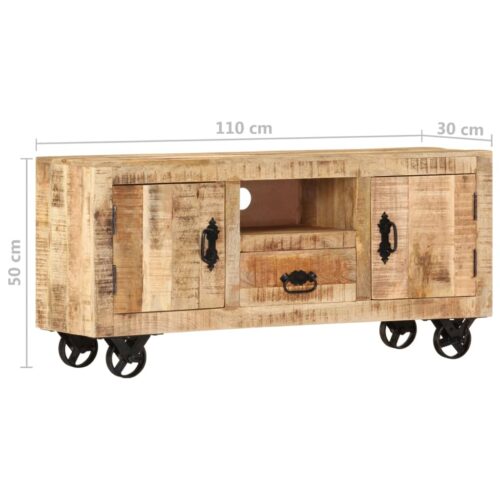 TV Cabinet Rough Mango Wood 110x30x50cm - Image 7