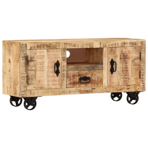 TV Cabinet Rough Mango Wood 110x30x50cm - Image 8