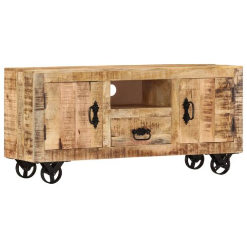 TV Cabinet Rough Mango Wood 110x30x50cm - Image 9