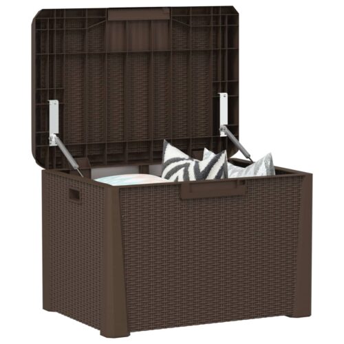 Garden Storage Box with Seat Cushion Brown 125L PP - Image 4