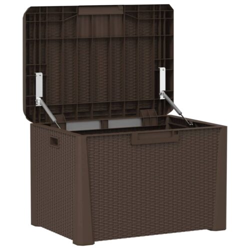 Garden Storage Box with Seat Cushion Brown 125L PP - Image 5