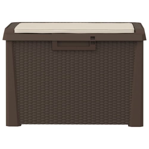 Garden Storage Box with Seat Cushion Brown 125L PP - Image 6
