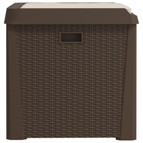 Garden Storage Box with Seat Cushion Brown 125L PP - Image 7