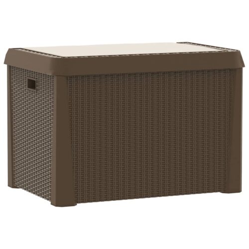 Garden Storage Box with Seat Cushion Brown 125L PP - Image 8