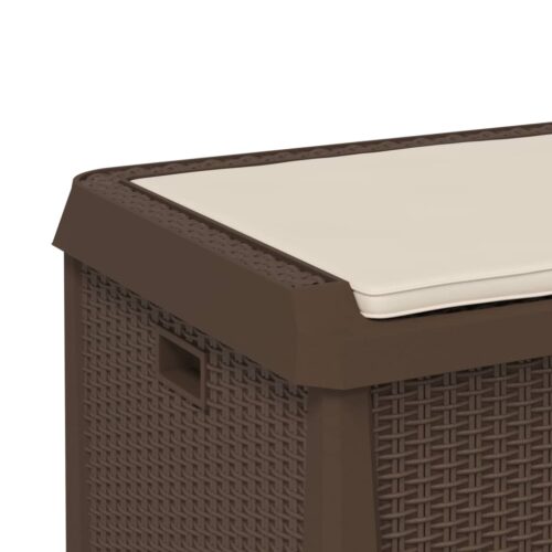 Garden Storage Box with Seat Cushion Brown 125L PP - Image 9