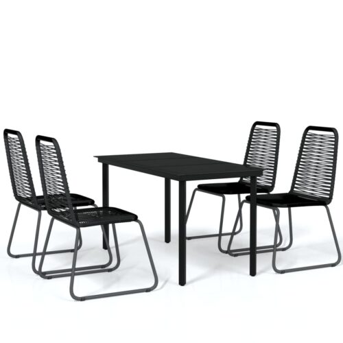 5-Piece Garden Dining Set Black