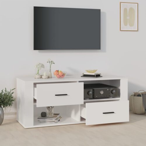TV Cabinet White 100x35x40cm Engineered Wood - Image 3