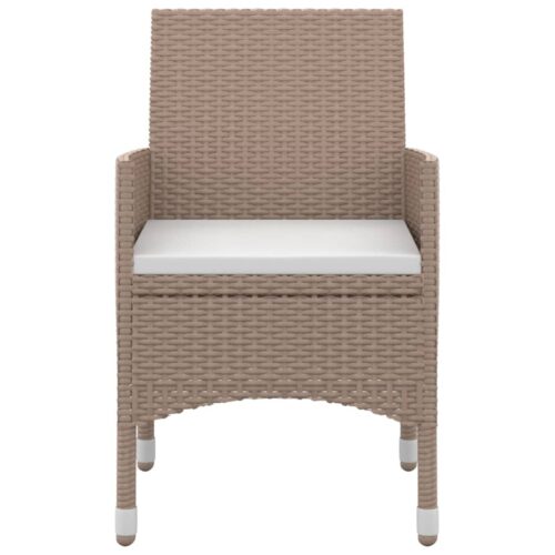 5-Piece Garden Dining Set with Cushions Poly Rattan Wicker Outdoor Patio Furniture Glass - Image 4