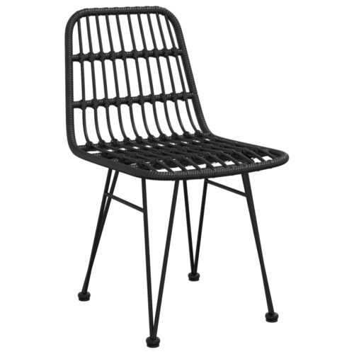5-Piece Garden Dining Set Black Poly Rattan Wicker Outdoor Patio Furniture - Image 5