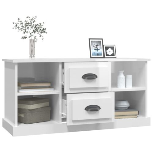TV Cabinet High Gloss White 99.5x35.5x48cm Engineered Wood - Image 4