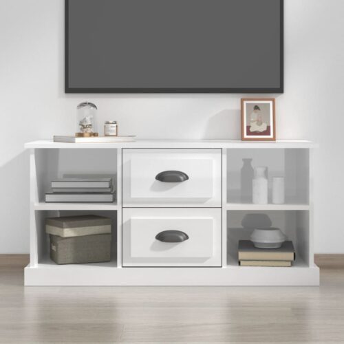 TV Cabinet High Gloss White 99.5x35.5x48cm Engineered Wood - Image 9