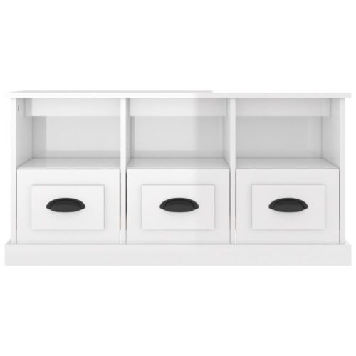 TV Cabinet High Gloss White 100x35x50cm Engineered Wood - Image 6