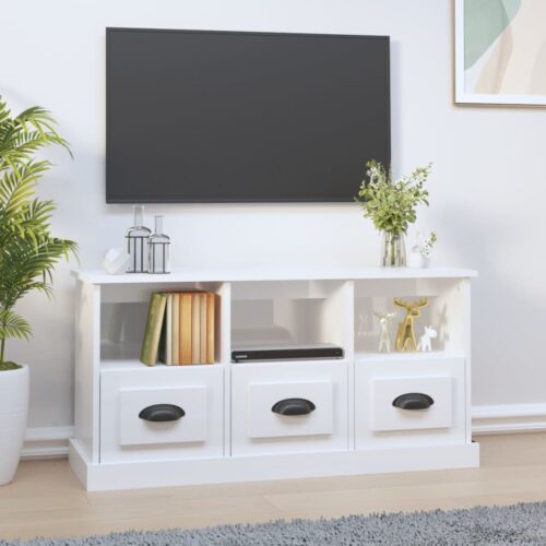 TV Cabinet High Gloss White 100x35x50cm Engineered Wood - Image 12