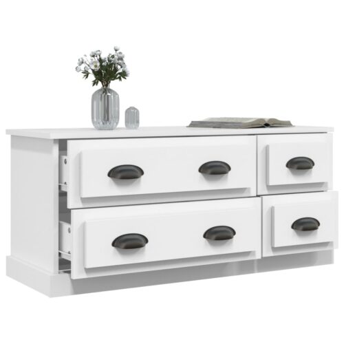 TV Cabinet White 100x35.5x45cm Engineered Wood - Image 5