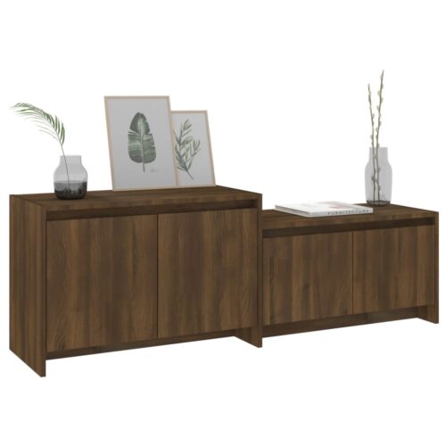 TV Cabinet Brown Oak 146.5x35x50cm Engineered Wood - Image 3