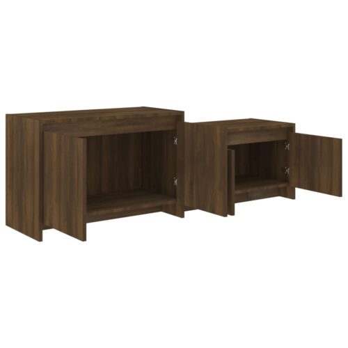TV Cabinet Brown Oak 146.5x35x50cm Engineered Wood - Image 7