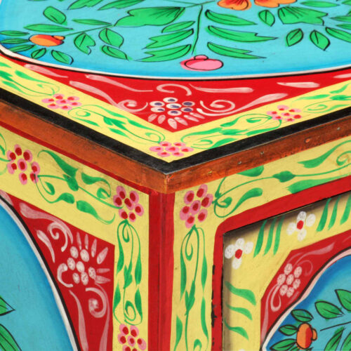 Hand Painted Bedside Cabinet 40x30x50cm Solid Mango Wood - Image 5