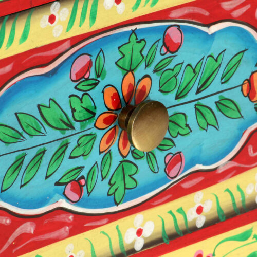 Hand Painted Bedside Cabinet 40x30x50cm Solid Mango Wood - Image 6