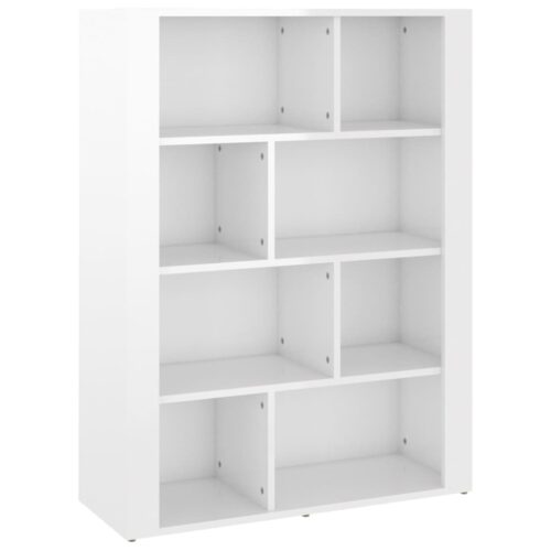 Sideboard High Gloss White 80x30x106cm Engineered Wood - Image 2