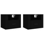 Wall-mounted Bedside Cabinets 2pcs Black 50x36x40cm