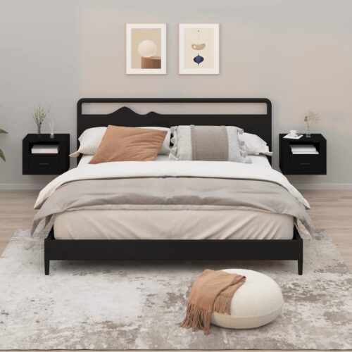 Wall-mounted Bedside Cabinets 2pcs Black 50x36x40cm - Image 12