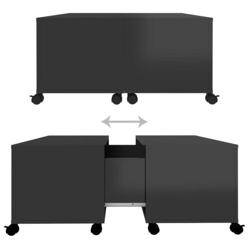 Coffee Table High Gloss Black 75x75x38cm Engineered Wood - Image 7