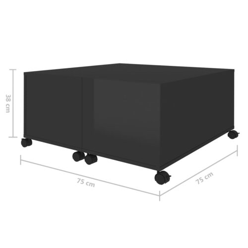 Coffee Table High Gloss Black 75x75x38cm Engineered Wood - Image 8