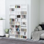CD Cabinet White 102x16x177.5cm Engineered Wood