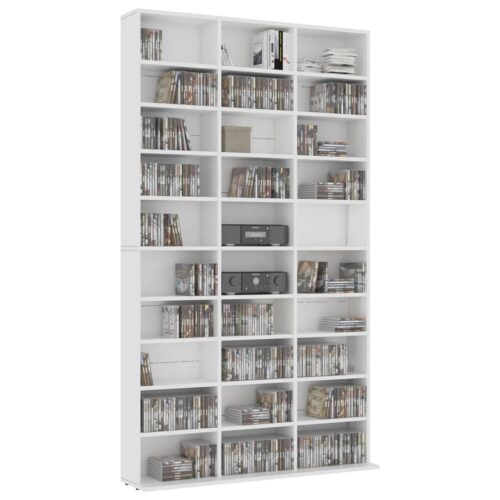 CD Cabinet White 102x16x177.5cm Engineered Wood - Image 3