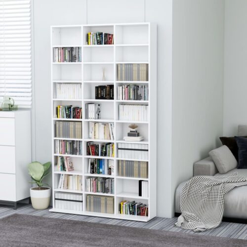 CD Cabinet White 102x16x177.5cm Engineered Wood - Image 8