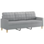 3-Seater Sofa Grey 180cm Fabric