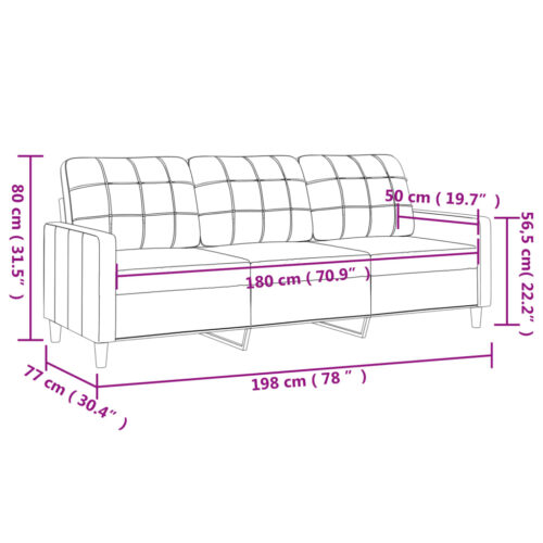 3-Seater Sofa Grey 180cm Fabric - Image 8