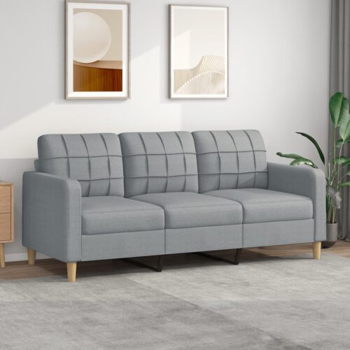3-Seater Sofa Grey 180cm Fabric - Image 9