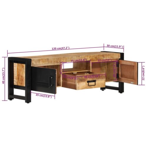 TV Cabinet 120x30x40cm Solid Wood Mango - Image 9