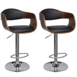 Bar Stools 2pcs Bent Wood Faux Leather