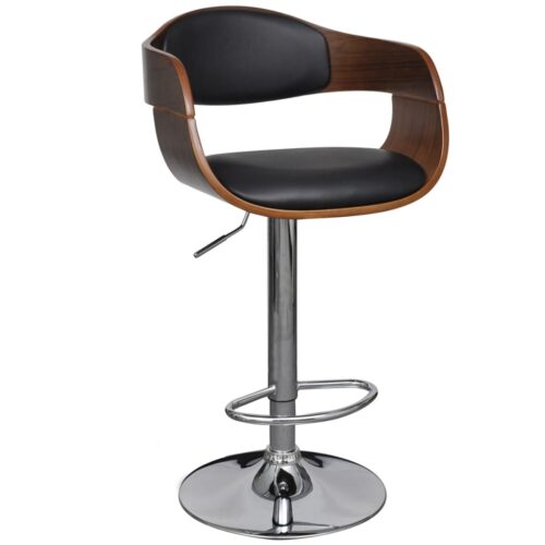 Bar Stools 2pcs Black Bent Wood Faux Leather - Image 2