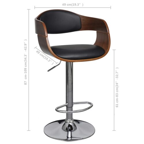 Bar Stools 2pcs Black Bent Wood Faux Leather - Image 7