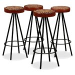 Bar Stools 4pcs Real Leather