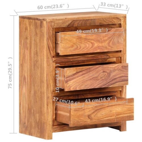 Drawer Cabinet 60x33x75cm Solid Wood Acacia - Image 7